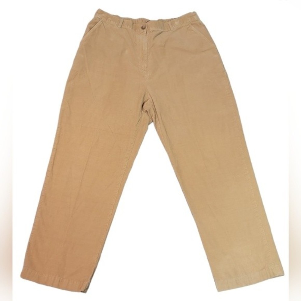 Lands' End Women's Corduroy Straight Leg Khaki Pants Size 14